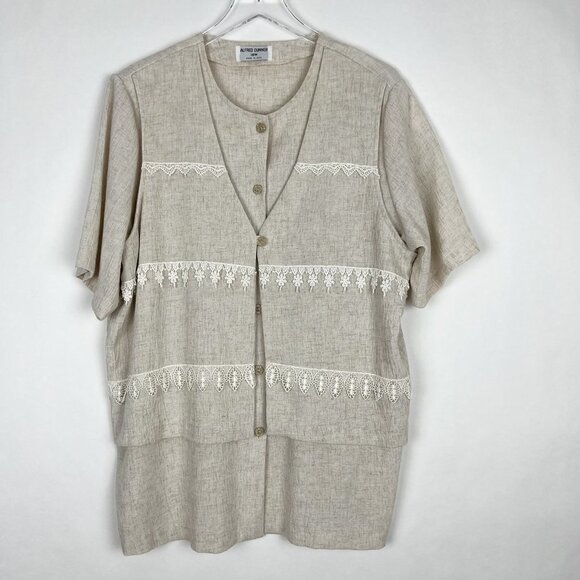 Alfred Dunner Tops - Alfred Dunner Vintage '90s Tunic Top w/Attached Vest. Oatmeal. Size 18W